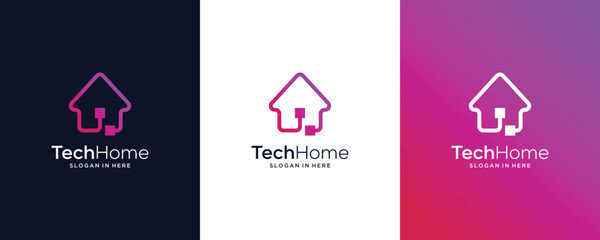 Innovation Home Technology Digital Data Smart House Network Vector Logo Design