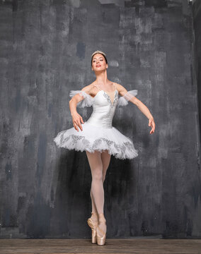 Studio portrait of a ballerina in a white tutu