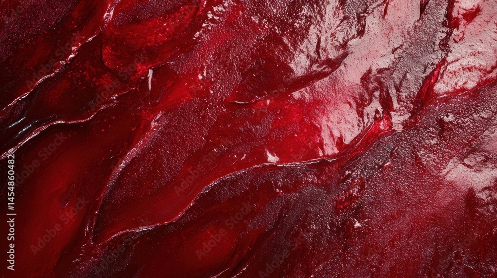 Poster abstract red glossy background with fluid texture and shimmering surface, ideal for modern design pr
