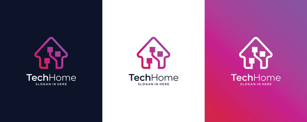 Innovation Home Technology Digital Data Smart House Network Vector Logo Design