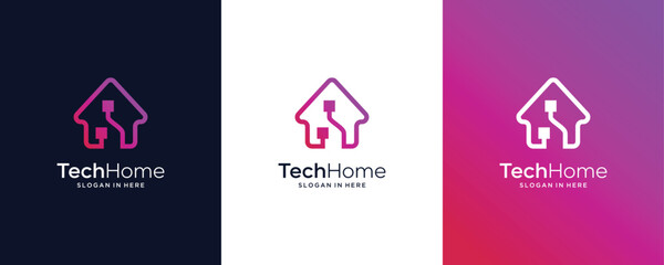 Innovation Home Technology Digital Data Smart House Network Vector Logo Design