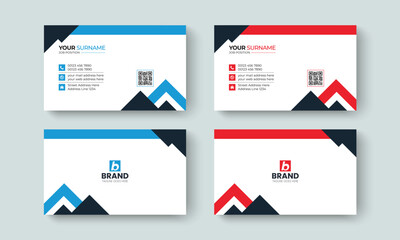 Professional creative and minimal concept business card design template. Template design for business card, visiting card, identity card, contact, branding, stationery, blue, red and black color.
