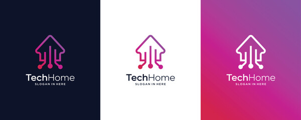 Innovation Home Technology Digital Data Smart House Network Vector Logo Design