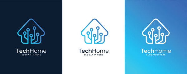 Innovation Home Technology Digital Data Smart House Network Vector Logo Design