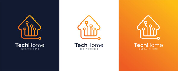 Innovation Home Technology Digital Data Smart House Network Vector Logo Design