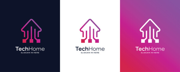 Innovation Home Technology Digital Data Smart House Network Vector Logo Design