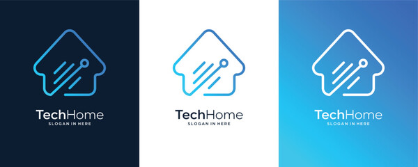 Innovation Home Technology Digital Data Smart House Network Vector Logo Design