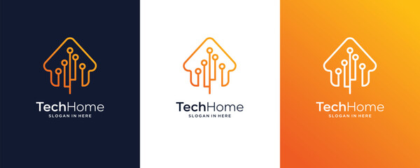 Home Technology Digital Data Smart House Network Vector Logo DesignPrint