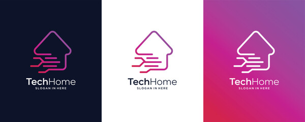 Idea Home Technology Digital Data Smart House Network Vector Logo Design