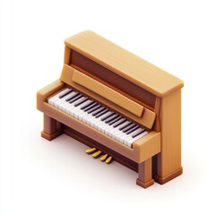 Fototapeta premium A stylized, isometric illustration of a light-brown upright piano.