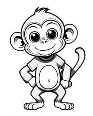 Obraz premium Cute cartoon monkey illustration for kids coloring pages and educational resources art
