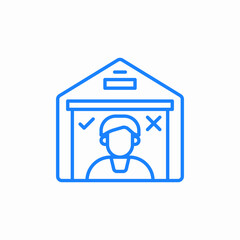 blue warehouse worker check icon sign vector