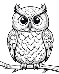 Owl coloring page printable free download cute owl drawing outline for kids adults