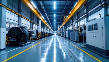 Obraz premium Industrial Factory Interior with Machinery Displaying Modern Design