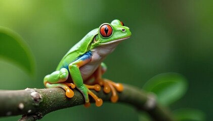 Green tree frog perched on white, vibrant skin, herpetology, isolated object, wildlife