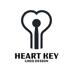 Heart Key Vector Logo Design