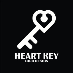 Heart Key Vector Logo Design