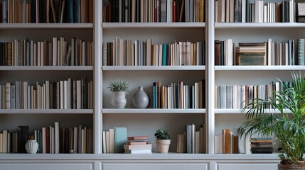 Clean and Professional Bookshelf Background for Virtual Meetings