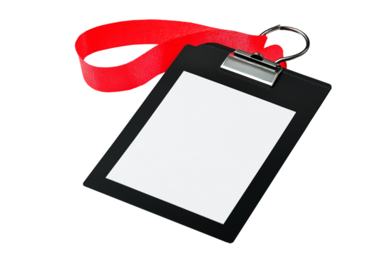 Blank ID badge or name pass card isolated on a transparent or white background, ideal for templates, event mockups, corporate designs, or identification needs.