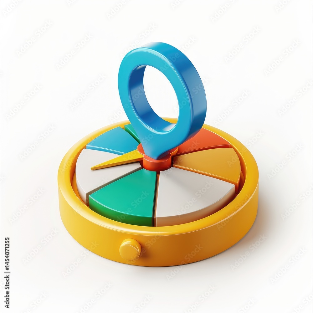 Poster colorful location marker icon with segmented base.