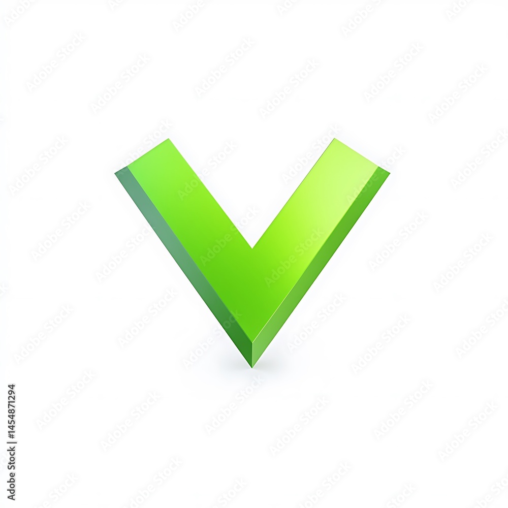 Poster green check mark symbol on a simple clean design isolated on white background