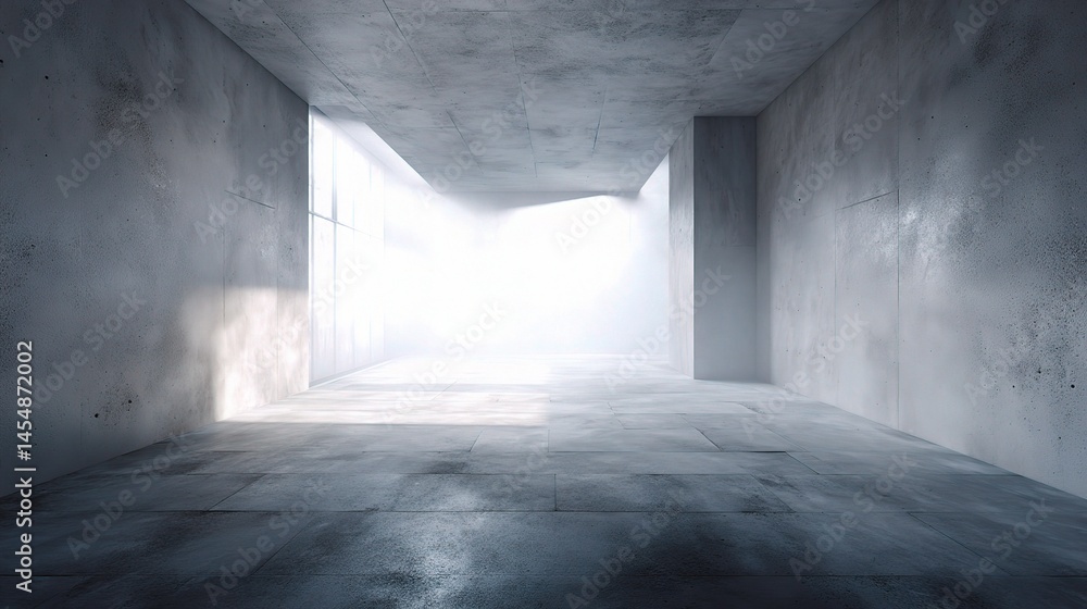 Poster empty white studio with light and fog effects in raw format
