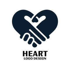 Heart Make with Hand Shaking Vector Logo Design