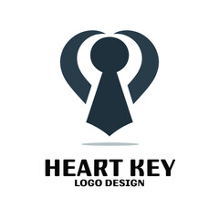 Heart Key Vector Logo Design