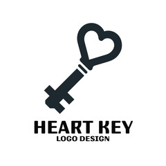 Heart Key Vector Logo Design