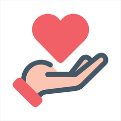Giving Heart Care Love Support Helping Hands Charity Donation.