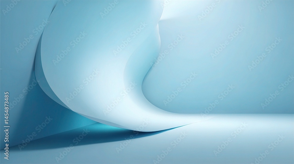 Poster soft blue abstract background with smooth curves and shadows