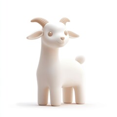 Naklejka premium Cute, cartoon goat figurine stands in profile.