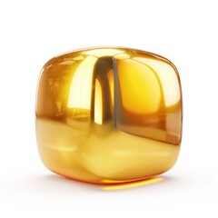 Polished golden cube, reflecting light.