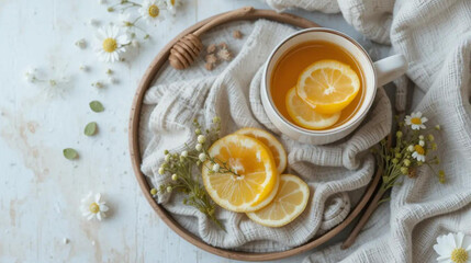 Refreshing Hot Lemon Tea with Citrus Slice