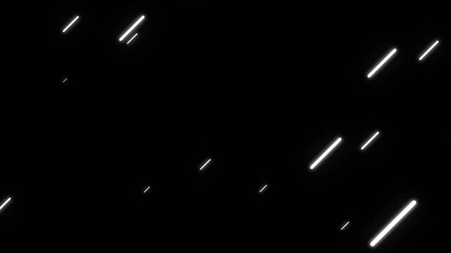 Neon light streaks diagonal animation loop abstract speed lines motion on black chroma key alpha channel background
