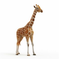 Obraz premium Full view of a standing giraffe against a white background.