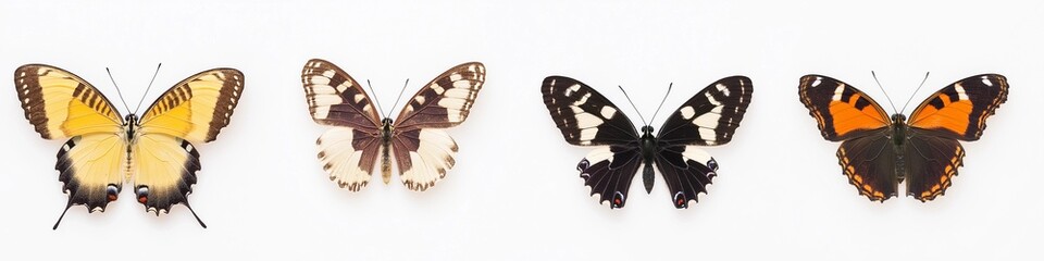 group of butterfly isolated on white