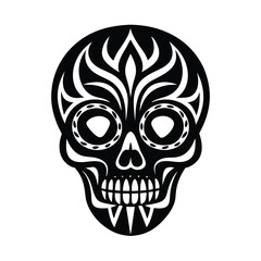 colorful skull tribal vector art silhouette 