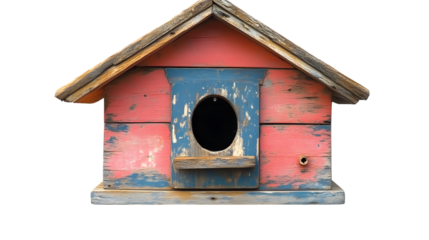 Vintage Birdhouse Rustic Wooden Bird Home Distressed Paint Cottagecore Decor Grunge Style