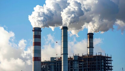 Smoke Emissions from Industrial Power Plant Under Clear Sky