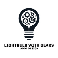 Lightbulb With Gears Vector Logo Design