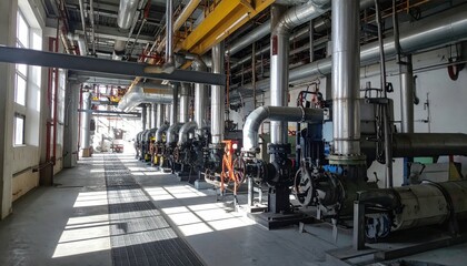 Industrial machinery in a bright, spacious manufacturing facility