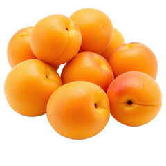Pile of apricots, fresh and ripe, isolated on transparent background