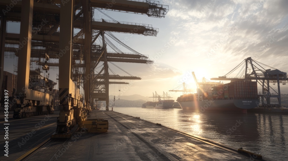 Poster regulatory checkpoints and shipping controls affecting global commerce are illustrated in the concep