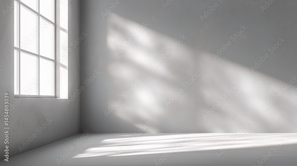 Poster minimal gray studio background with soft window light effects