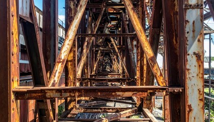 Rusted Steel Framework of an Abandoned Industrial Structure