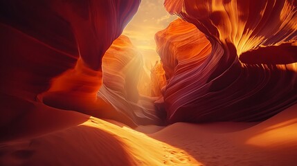 Obraz premium Golden dune curves stretching under colorful cloud formations high resolution picture