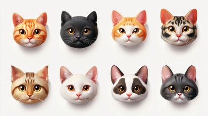 Funny animal faces, cartoon masks, photo filters for phone video cat application set. Photo mask app, application animal face illustration illustration , no logos, no brands