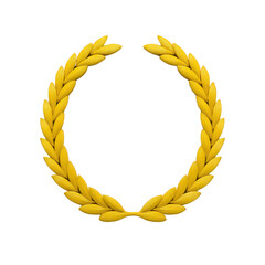 Golden laurel wreath symbolizing victory and honor, often associated with ancient Rome and Greece, is depicted against transparency background. wreath is composed of interlocking leaves