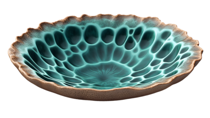 Abstract Teal and Brown Organic Bowl Design Decorative Dish Interior Design Element